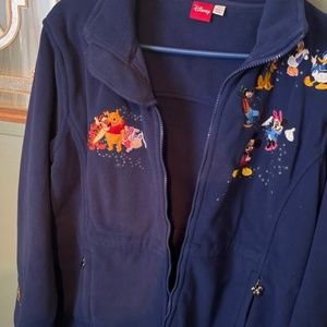 Disney blue embroidered fleece jacket hat and scarf gloves